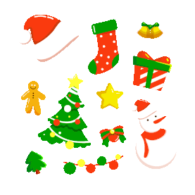 圣诞节圣诞圣诞树圣诞袜雪人圣诞帽圣诞礼物贴图贴纸动图gif