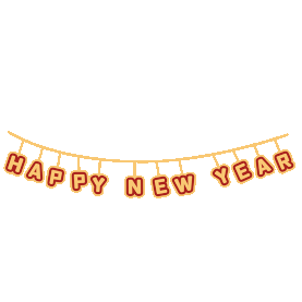 新年可爱新年快乐英文挂饰贴纸动图GIF