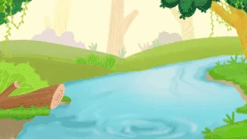 卡通自然风景河流森林视频背景gif图素材