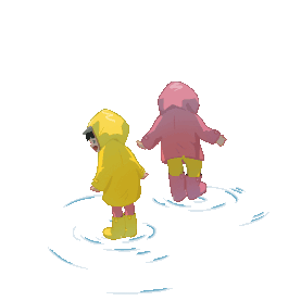 下雨雨天小孩子踩水坑gif图素材