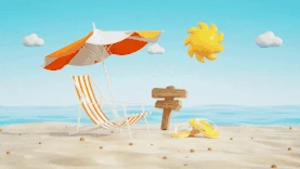 夏天海滩躺椅c4d立体3D视频背景gif图素材