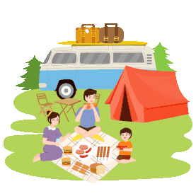 全家人一家人房车旅行野餐露营野餐gif图素材