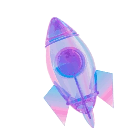 3D立体c4d酸性透明玻璃火箭紫蓝动图gif