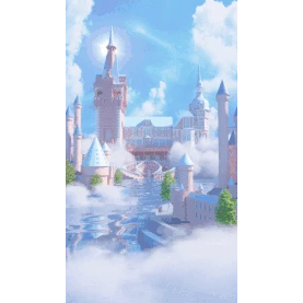 C4D立体3D梦幻云水上城堡竖版视频背景海报gif图素材图片