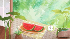 夏天屋檐下吃西瓜乘凉视频背景gif图素材图片