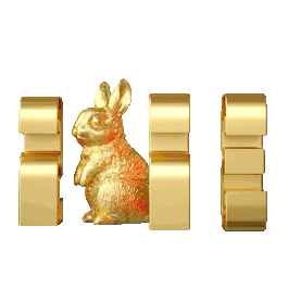 兔年兔子2023C4D立体3D金色金属兔子立体字动图gif