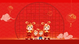 新年快乐春节兔年全家福横板视频背景gif图素材卡通图片
