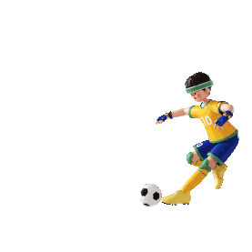 世界杯足球赛事比赛C4D立体3D足球运动员侧面踢球
