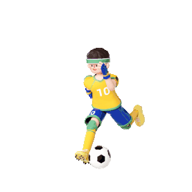 世界杯足球赛事比赛C4D立体3D运动员带球跑步