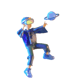3D立体C4D元宇宙蓝色渐变科技风VR人物形象gif图素材立体