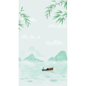 清明节清明下雨中国风山水绿色竖版视频背景海报gif图素材