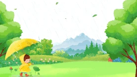春天春季春游打伞绿色下雨视频背景gif图素材