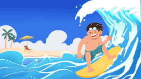 夏季男孩海边冲浪蓝色清新视频背景gif图素材