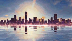 城市大厦水面倒影背景图片