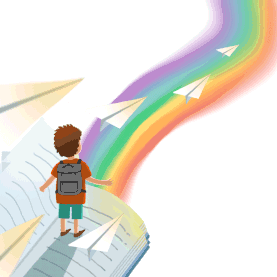 教育开学季梦想起飞彩虹纸飞机gif图素材