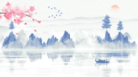 中国风水墨山水LED舞台背景图片