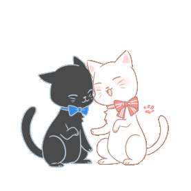 情人节手绘可爱黑白猫咪情侣PNG图片