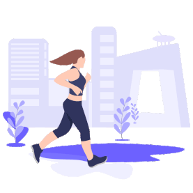 运动健康跑步女孩扁平卡通插画