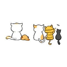 黄色白色卡通可爱小猫背影图片