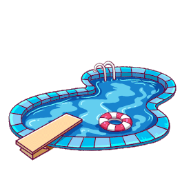 夏天夏季蓝色度假旅行游泳池游泳圈水波荡漾动图元素