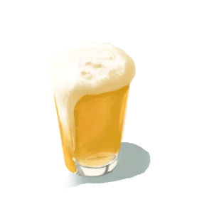 夏日可爱清新手绘啤酒玻璃杯冒出黄色白色啤酒泡