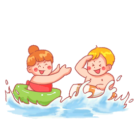 夏天儿童游泳戏水玩水小动画图片