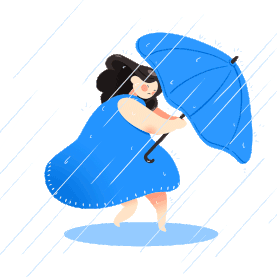 台风天大雨暴雨下雨天梅雨打伞的行人动图GIF