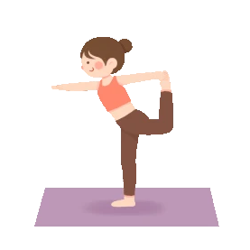 红色卡通女孩做瑜伽运动锻炼健身