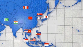 三维世界地图点线连接标题gif图片背景