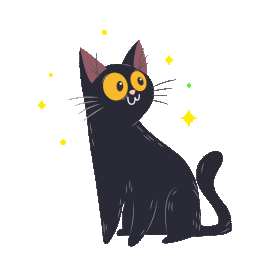 手绘黑色卡通猫咪元素