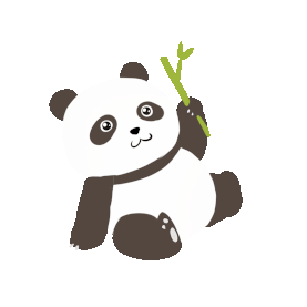 手绘可爱熊猫吃竹叶