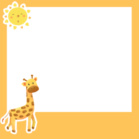 长颈鹿浅黄色调纯色边框卡通可爱儿童