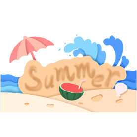 夏季夏天海滩旅游小清新沙滩海岛度假剪纸图片
