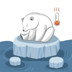 卡通北极熊冰川融化温室效应全球变暖图片