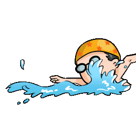 夏天夏季卡通男孩游泳gif图片元素