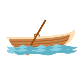 手绘矢量卡通小船划船gif图片元素