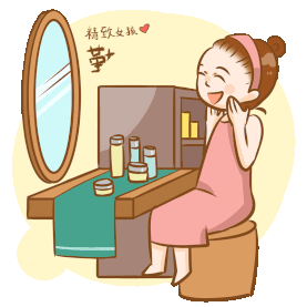 镜子前护肤美容化妆的女孩图片