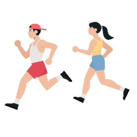 卡通平面男女运动健身跑步的人物图片