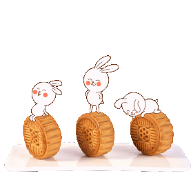 创意合成中秋节月饼小白兔玉兔
