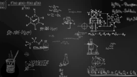 科技化学实验分子公式粉笔字穿梭背景图片
