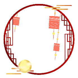 中国风中秋节灯笼圆月装饰边框元素图片