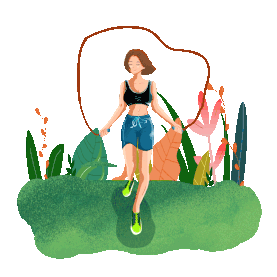 健康生活锻炼身体跳绳运动健身的女孩PNG