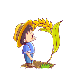 卡通男孩收割小麦丰收农业农民麦子图片