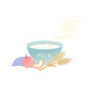 卡通可爱热牛奶燕麦片早餐gif图图片