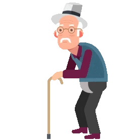 重阳节敬老卡通拄拐杖的老人老年人图片