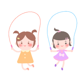 卡通女孩比赛跳跳绳运动体育