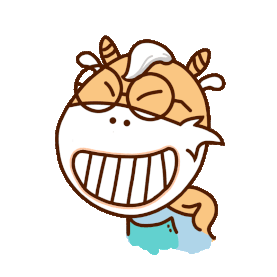 卡通搞笑可爱动物呲牙笑牛表情包