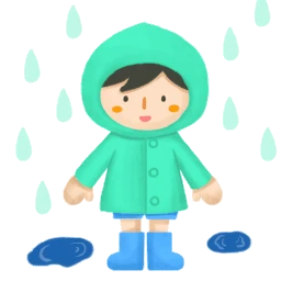 卡通穿雨衣的男孩下雨淋雨表情包gif图素材