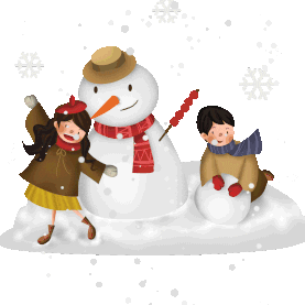 冬天下雪天堆雪人的小孩图片