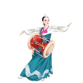 卡通少数民族舞蹈少女朝鲜跳舞庆祝gif图片元素gif